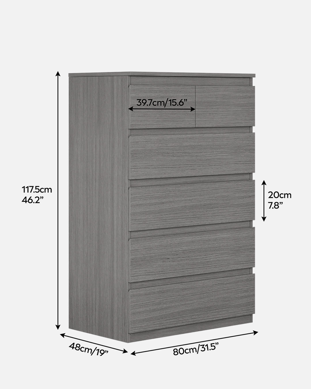 OLIT - Commode Haute 6 Tiroirs